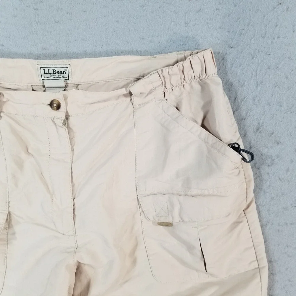 LL Bean Convertible Cargo Pants Mens L Beige Nylon‎ Hiking Shorts Outdoor
